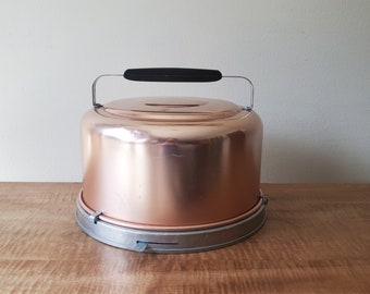 Vintage Cake Keeper by Mirro Metal Cake Carrier Copper Aluminum 1950's Made in the USA