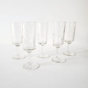 stemmed shot glasses 5 vintage etched cordials