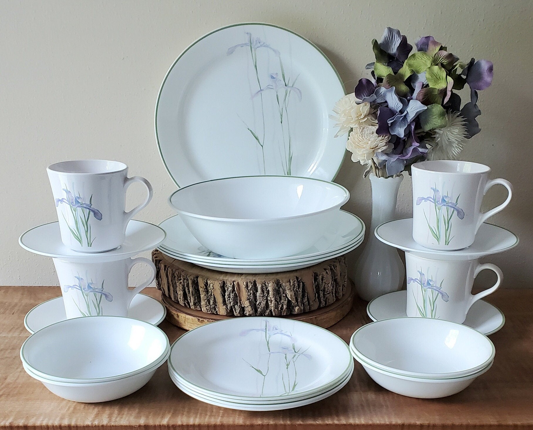 Vintage Corelle Shadow Iris Dinnerware 21 Piece Set for 4 Etsy