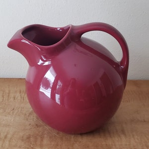 1950's Hall ceramic pitcher vintage cranberry Hall Pitcher USA