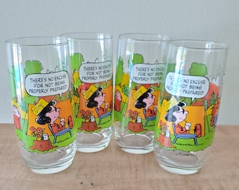 Vintage McDonald's Peanuts Glasses: Camp Snoopy Lucy Tumblers  /details in description