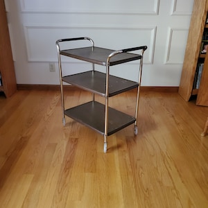 Vintage Metal Mid-Century Bar Cart, 3 Tier Rolling Kitchen Cart, Kitchen Trolley, Utility Cart, Serving Cart