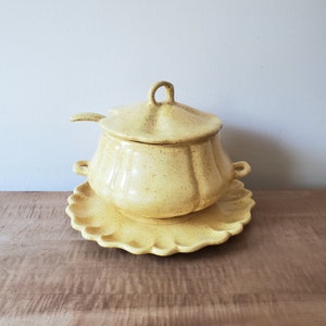 Italian 3 piece ceramic soup tureen vintage large ceramic serving dish