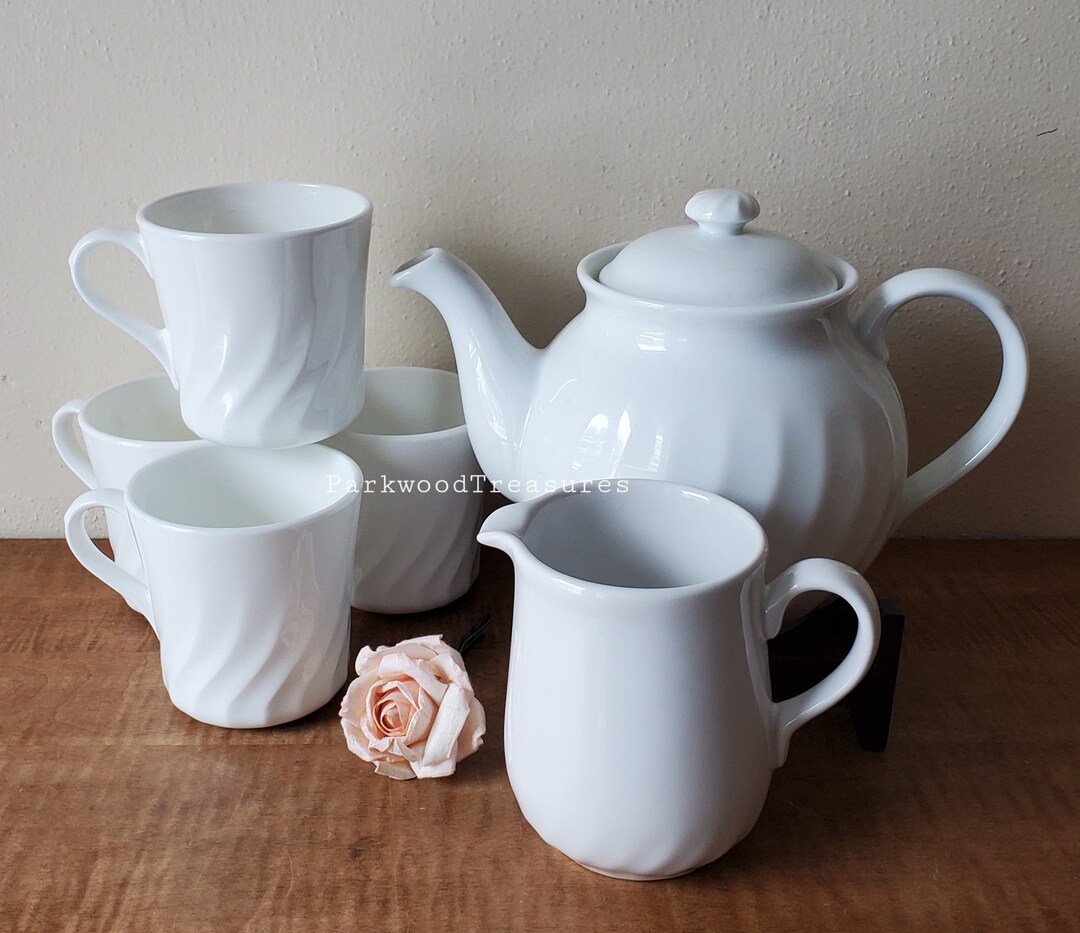 Vintage Corelle Enhancements, White Dinnerware, Tea Set Etsy