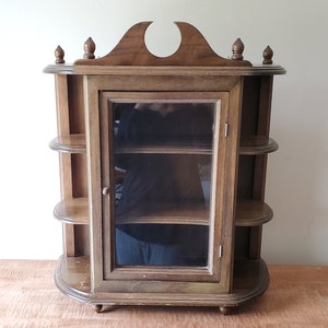 vintage curio cabinet with glass door:  23&quot;  x 19&quot; x 8&quot; display case