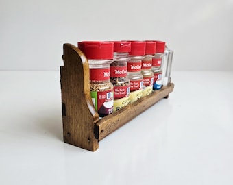 12" vintage wood spice rack: wall hanging or countertop