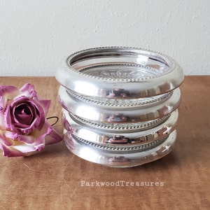 silver plated coasters 4 vintage W&S Blackinton silver coasters