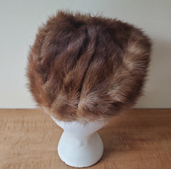 vintage natural brown Mink Fur Hat vintage winter… - image 2