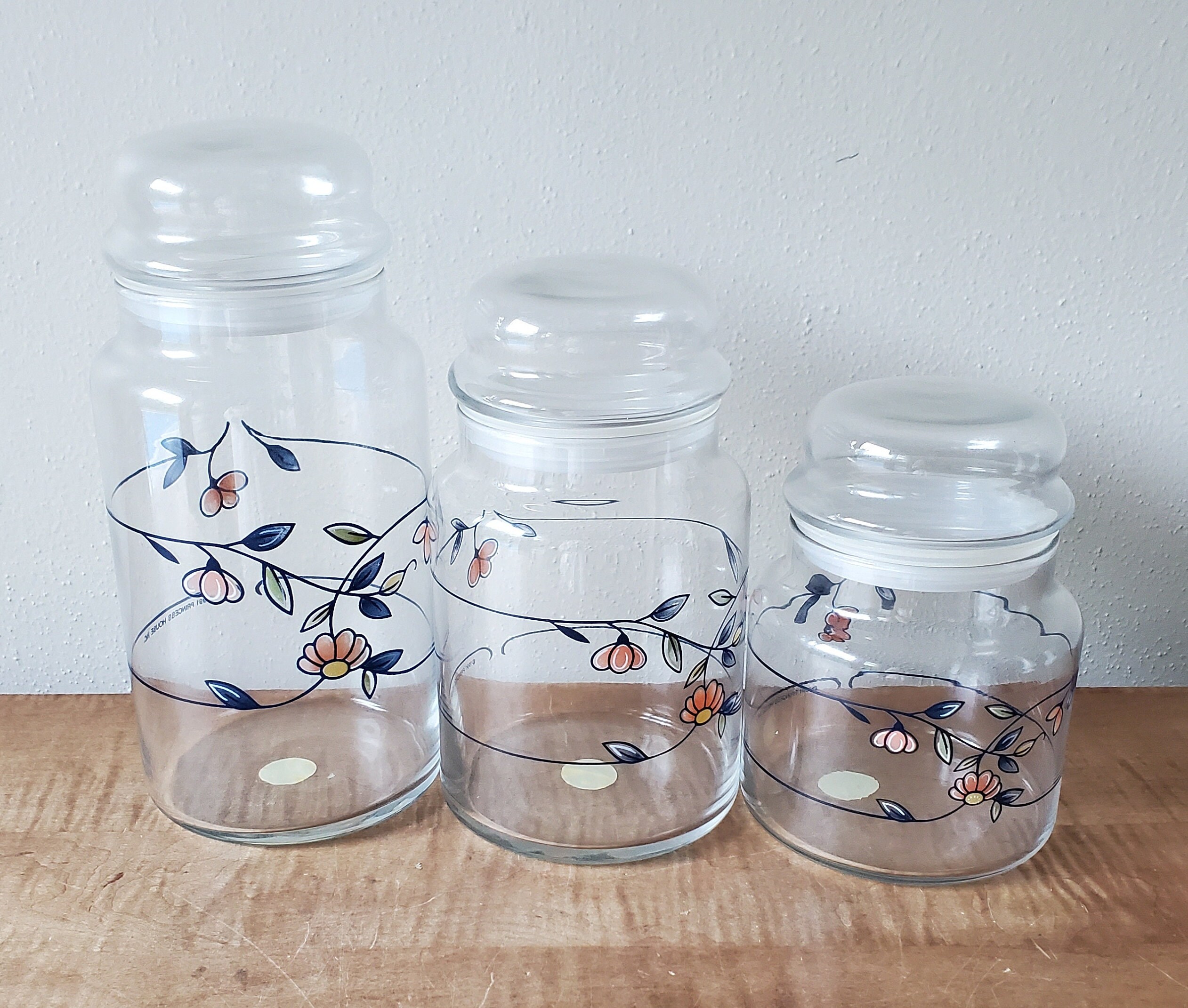 Vintage Glass Canisters Princess House Heritage Blossom Etsy