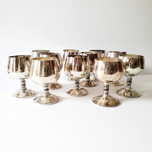 silver goblets 11 vintage silverplate wine glasses Roma Spain