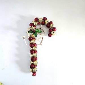 vintage 18&quot; Jingle Bell candy cane wreath Christmas wall/ door decor