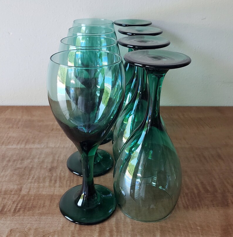 Vintage Libbey Glassware Teal Libbey Wine Glasses Teardrop Etsy