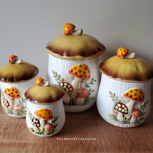 Vintage Merry Mushroom Canisters Sears Mushroom Canister Set Japan