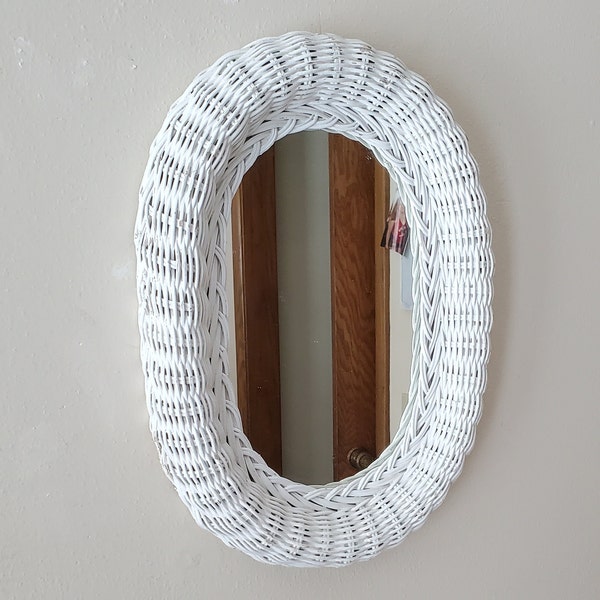 White Wicker Mirror Etsy