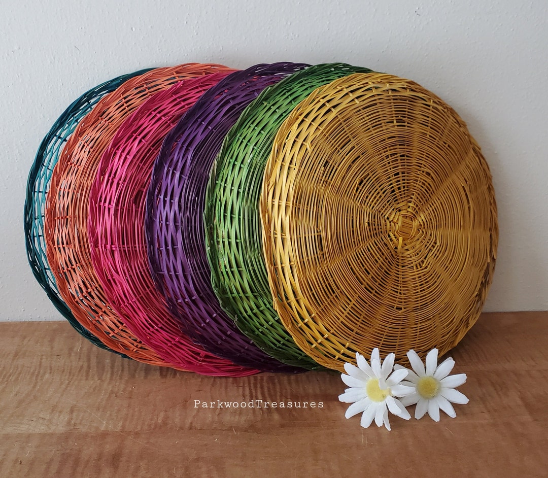 Vintage Paper Plate Basket Holders 6 Wicker Paper Plate Chargers Etsy