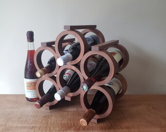 Vintage Wine Rack, Solid Black Walnut Mid Century Wine Rack by Kustom Kraft