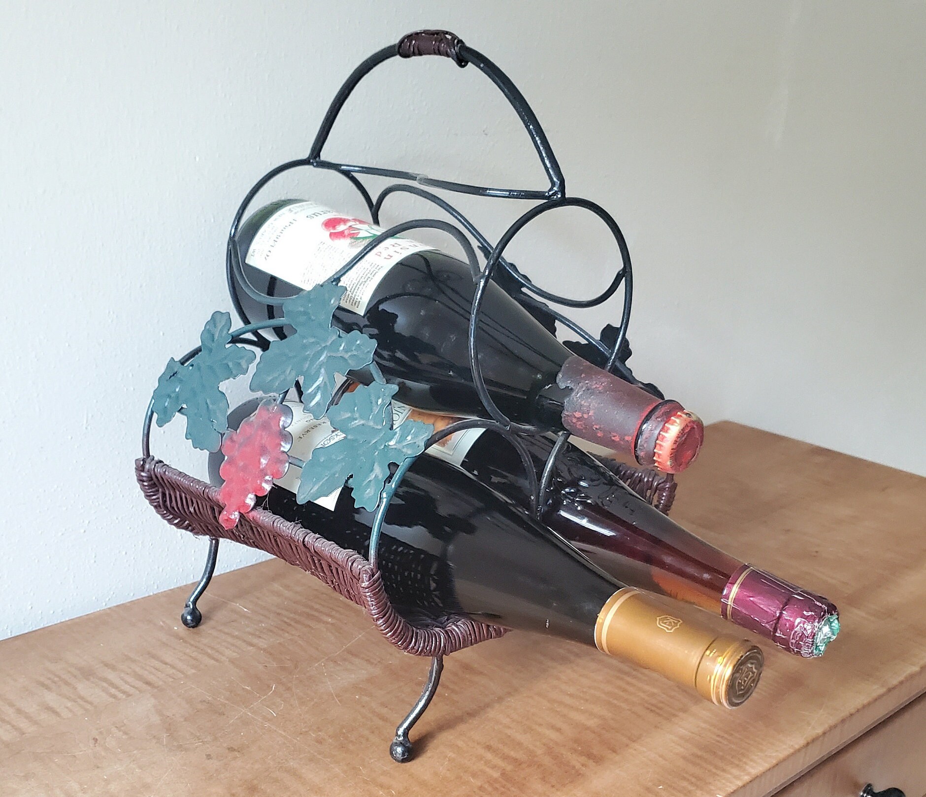 Vintage Wine Rack Tabletop Metal Wine Bottle Holder Etsy