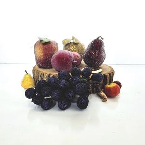 Vintage Sugar Beaded Fruit Ornaments