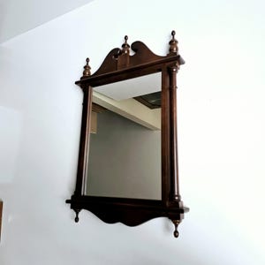 wood framed mirror 16" x 27" vintage Chippendale style wall hanging mirror