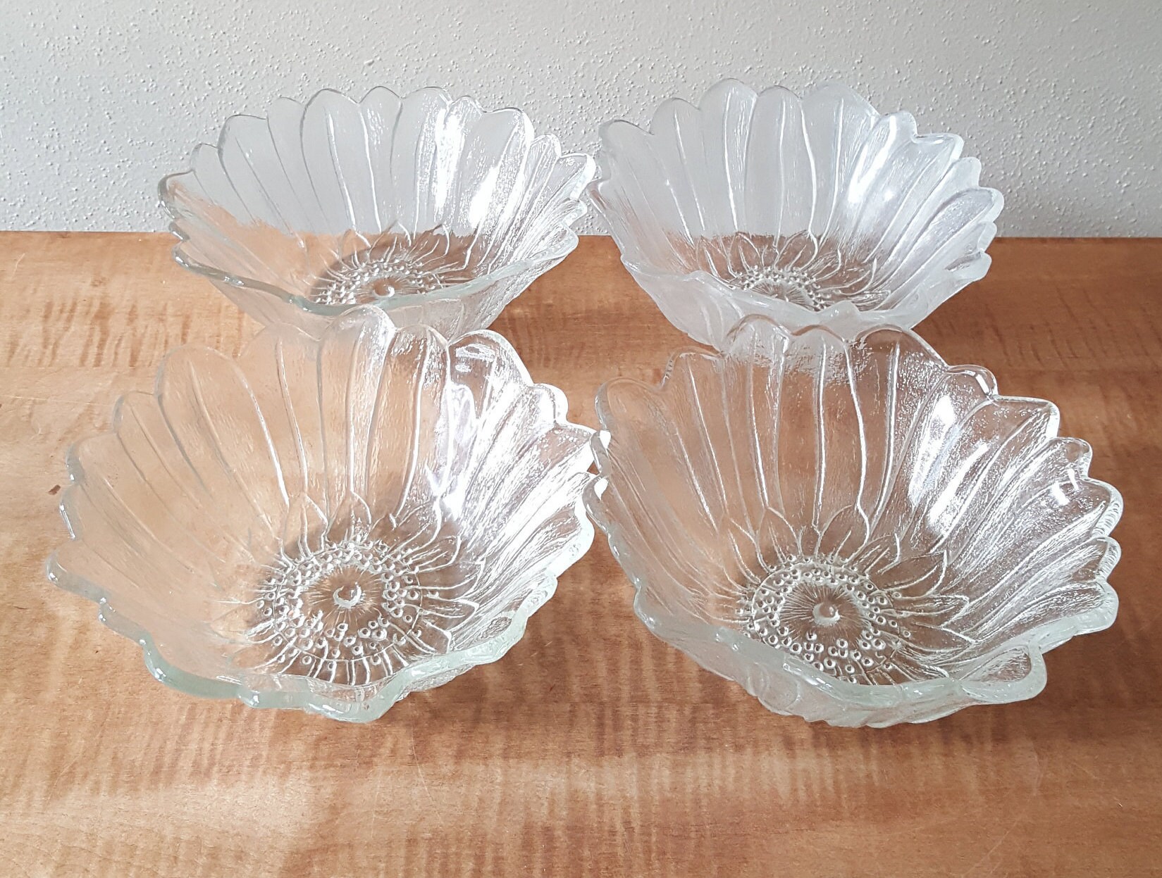 Vintage Glass Salad Bowl Set Lily Pons Wild Rose Indiana Glass Etsy
