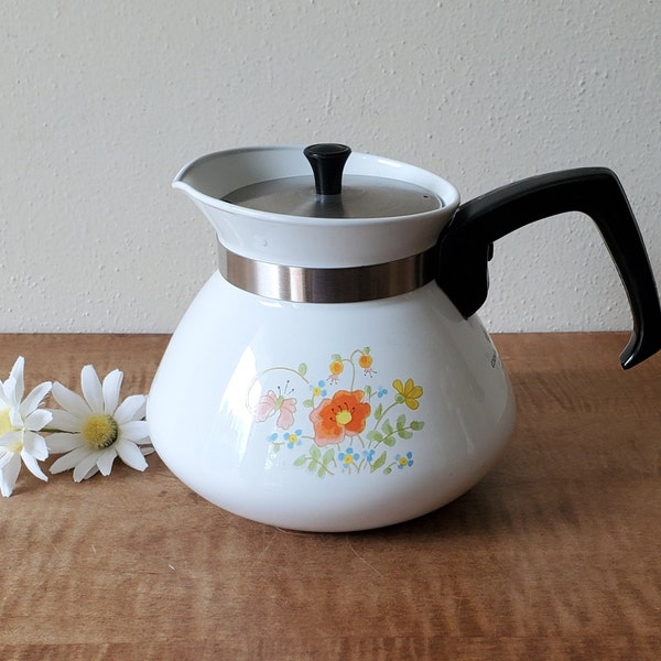 Vintage Corning Ware 6 Cup Teapot Wildflower