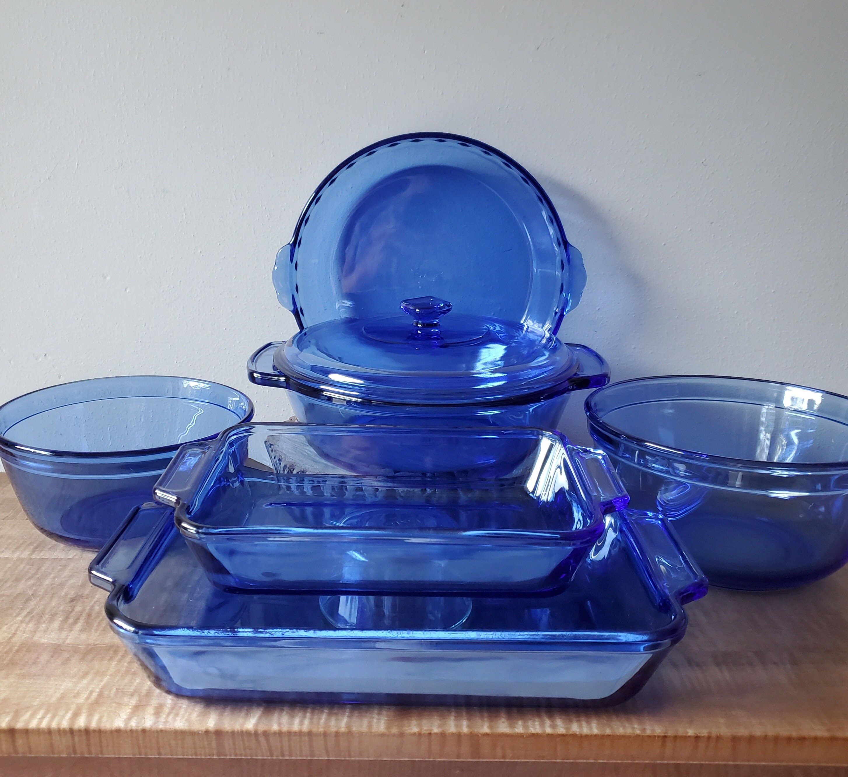 Pyrex Cobalt Blue Glass Baking Set Vintage Anchor Hocking Pyrex Cobalt Blue Glass Baking Set Vintage Anchor Hocking