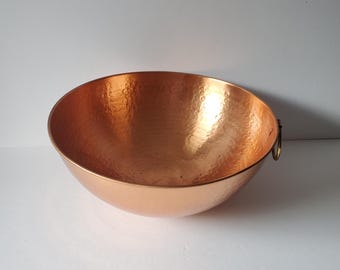 Vintage 12" Hammered Copper & Brass Bowl
