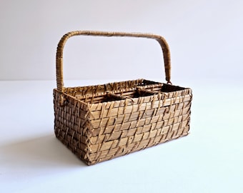 vintage wicker utensil basket: counter caddy