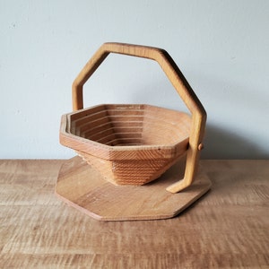 Collapsing Basket With Handle, Wood Fruit Bowl, Personalized Bowl, Wooden  Basket, Gift for Mom, Wooden Trivet 