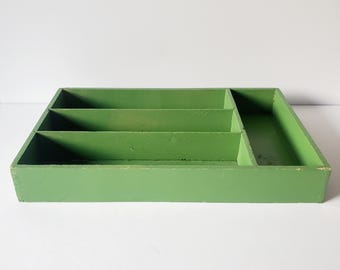 Vintage Wood Cutlery Silverware Tray: Wall Shadow Box