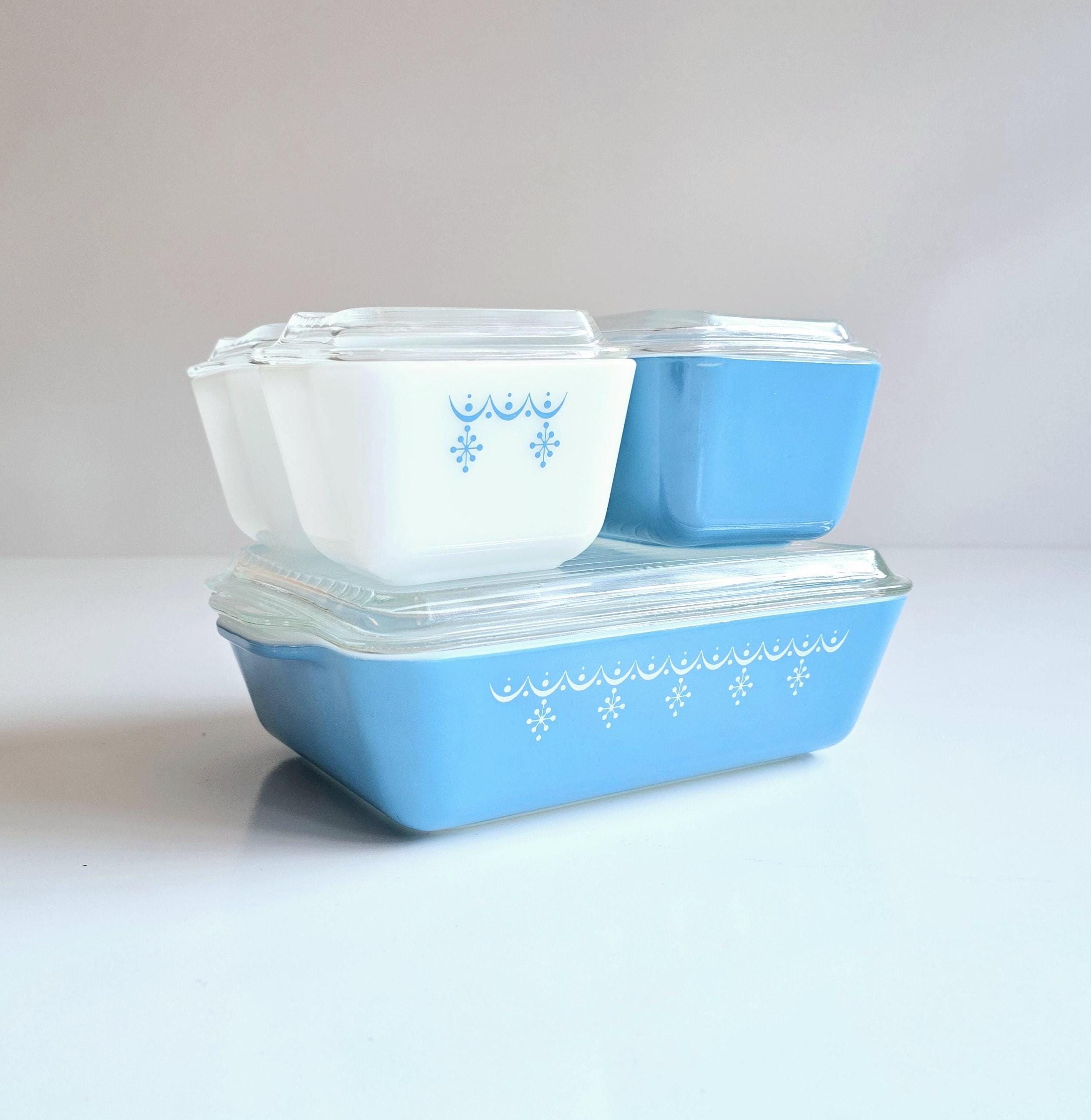 220F ガルウイングケース　PYREXグローブ1972 Pyrex Snowflake Garland Refrigerator Set 1970s Kitchen - Etsy