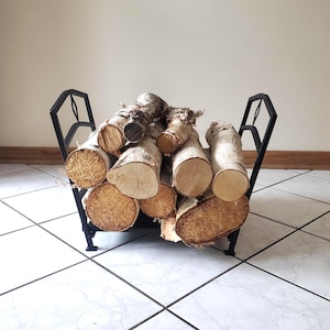vintage firewood and kindling metal log rack