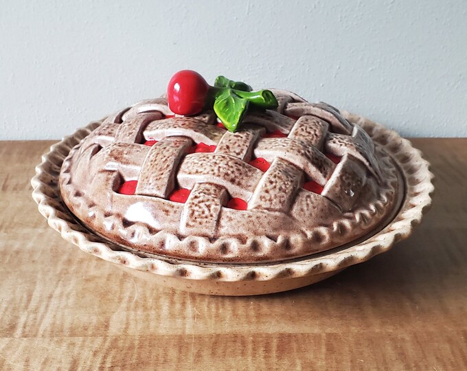 Vintage Covered Pie Plate With Lid Ceramic Cherry Pie Plate Pie Dish Etsy