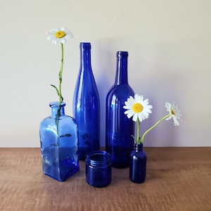 Vintage Cobalt Blue Bottles, Choice of Bottle Collections