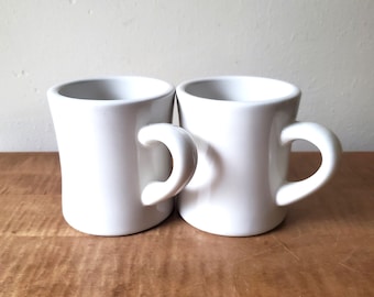 Vintage Ironstone Restaurant Coffee Mugs - 1950s Pair - Choice of Victor or Buffalo