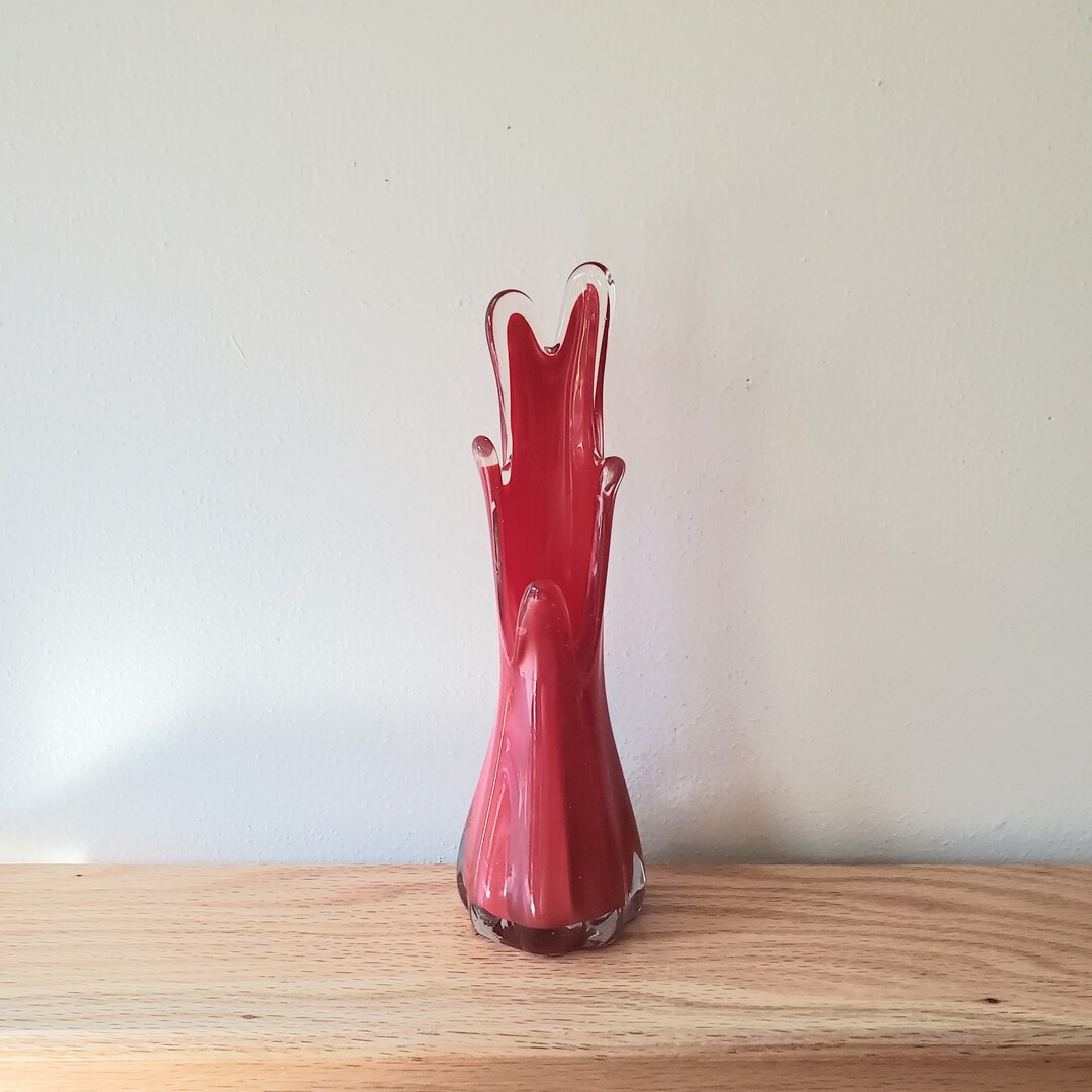 Vintage Red Swung Vase Stunning 11 Stretch Vase Red 5 Etsy