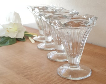 4 Large Glass Ice Cream Cups