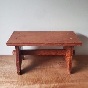 Vintage Wooden Foot Stool, Primitive Wooden Step Stool
