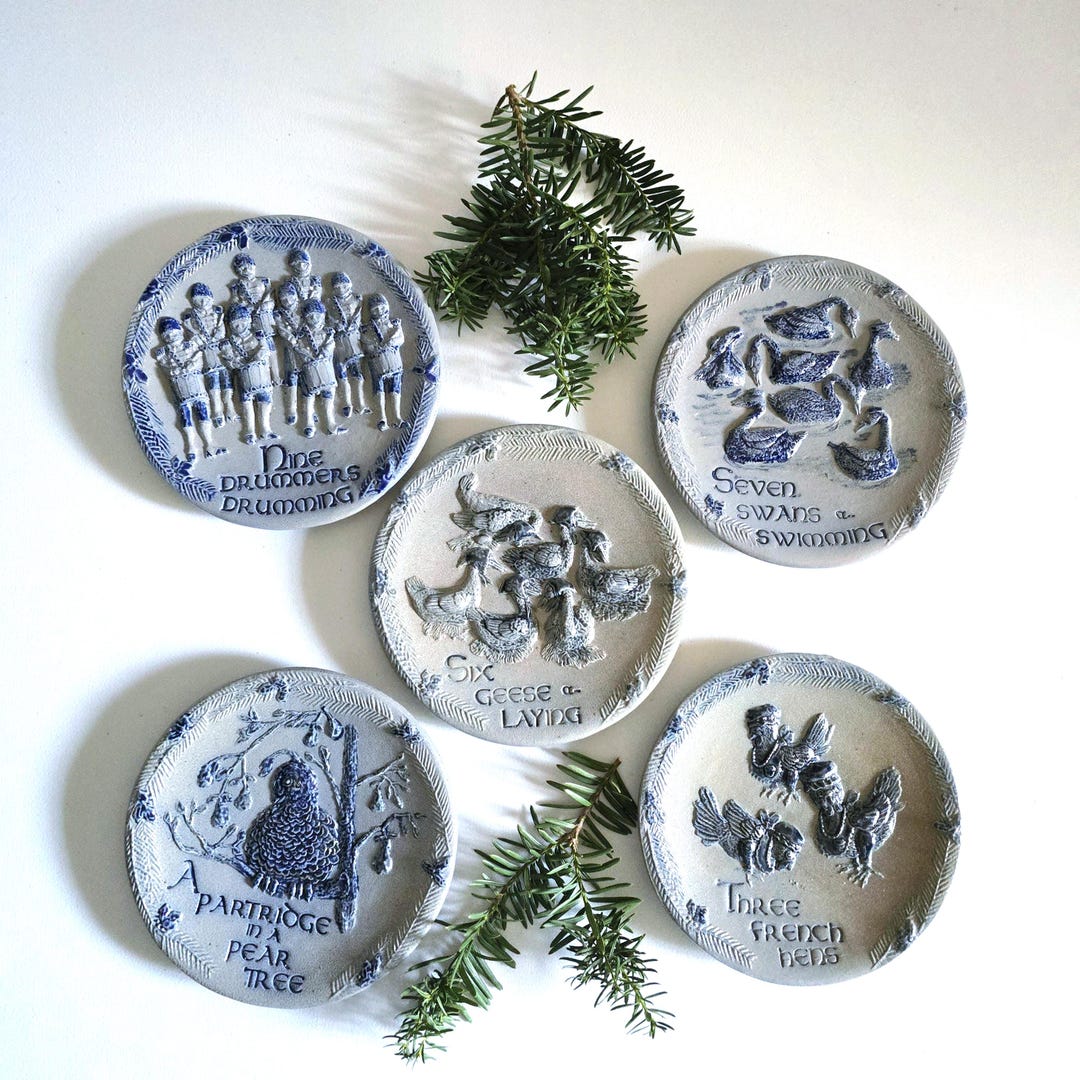 Rowe Pottery 12 Days of Christmas Plate Salt Glaze Cambridge WI - Etsy