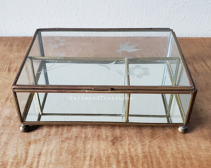 Vintage Glass Box Glass Display Case Brass & Glass Display Etsy