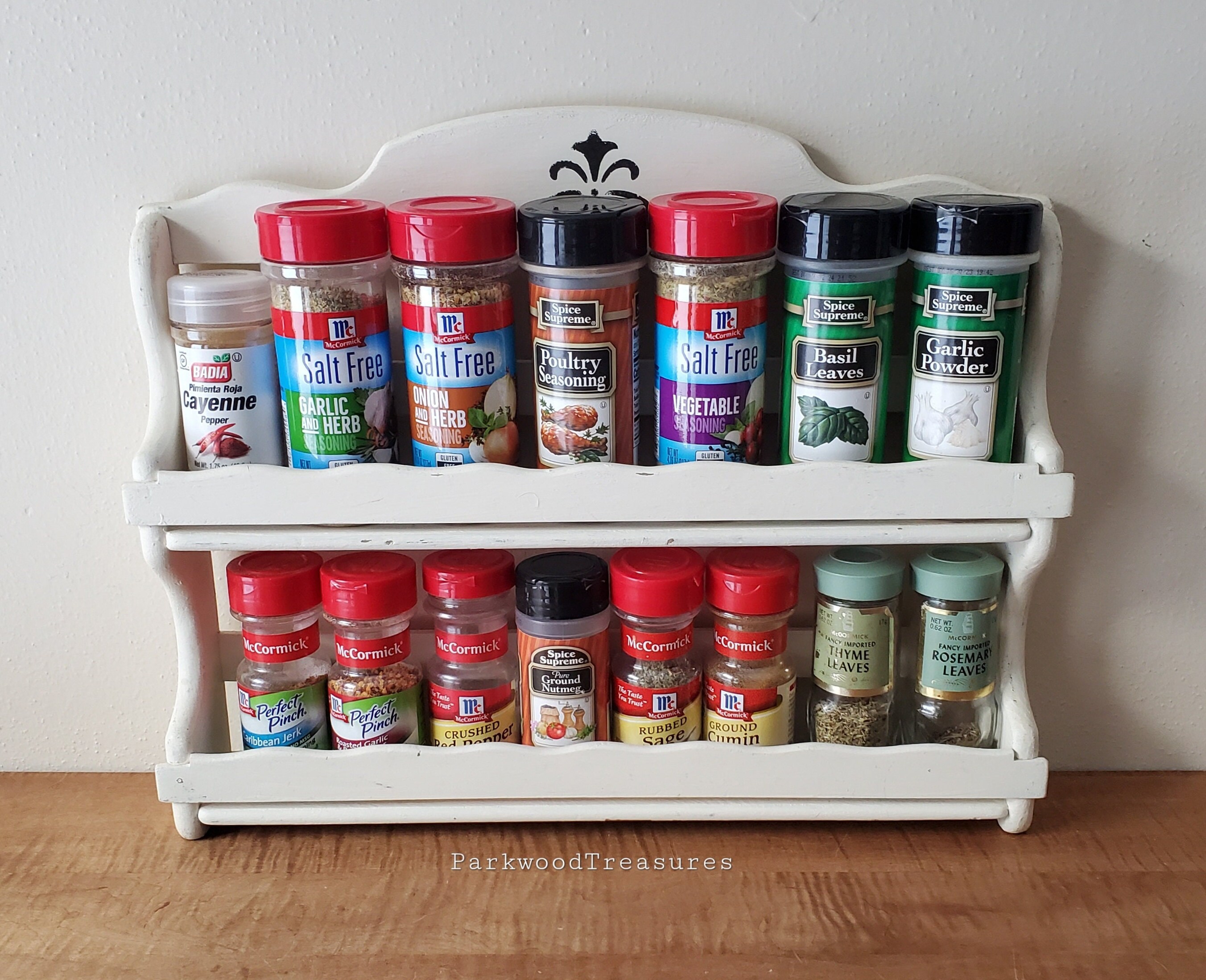 Vintage Wooden Spice Rack Wall Spice Holder Countertop Spice Rack Etsy
