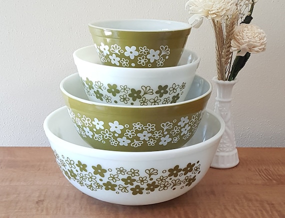 Buy Vintage Pyrex Mixing Bowls, Spring Blossom Mixing Bowl, Set of 4 Pyrex  Nesting Bowls, 401, 402, 403, 404 Online in India 