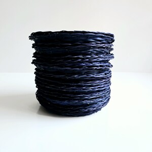 Vintage Paper Plate Holders - Royal Blue Wicker Set of 8 Braided Edge Trays