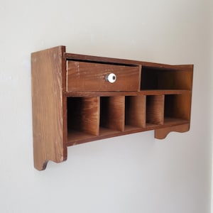wooden desk organizer vintage Mid-Century desk caddy office storage