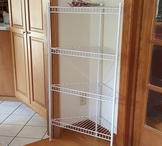 Vintage Metal Corner Shelving Coated Wire 4 Shelf Etagere Etsy