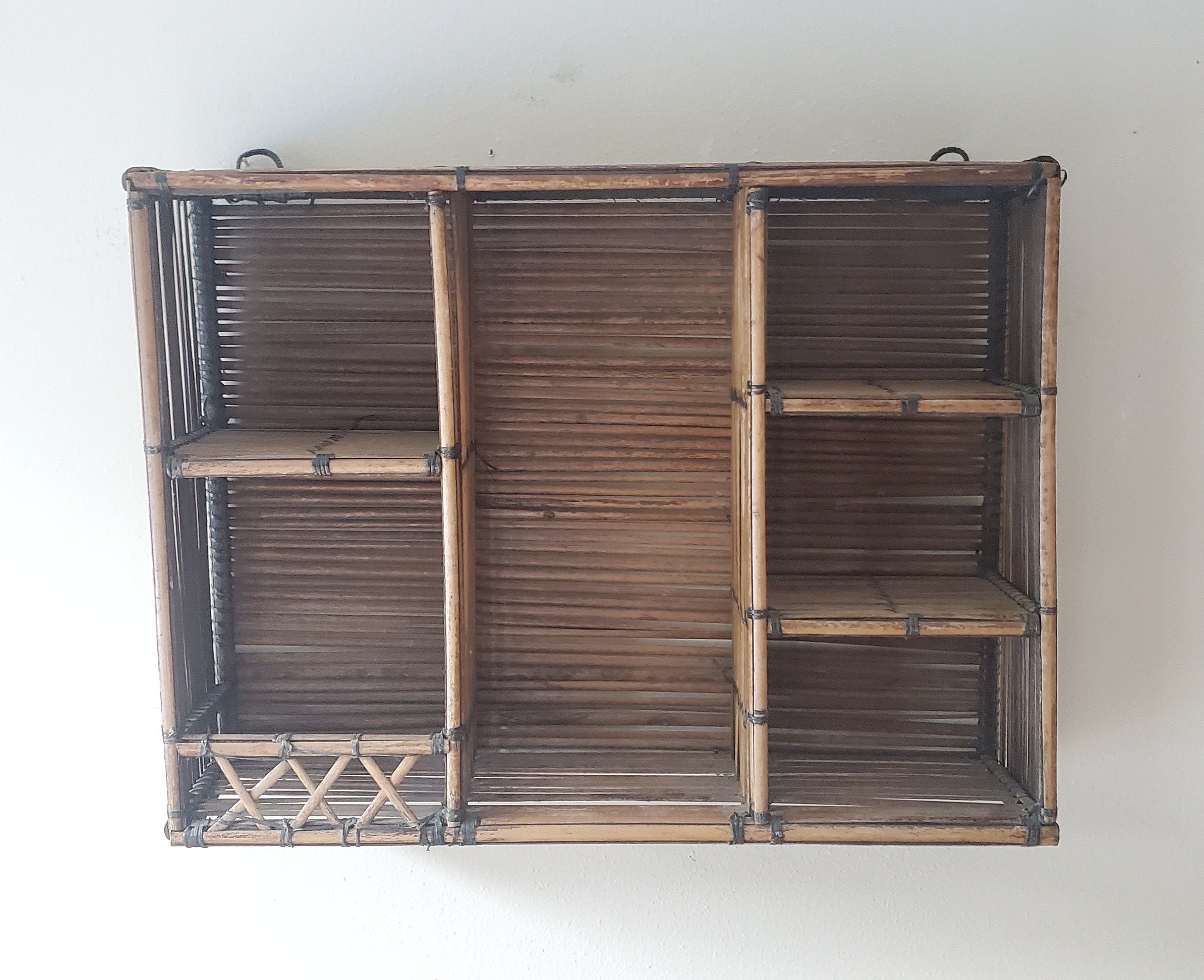 Boho Chic & palm beach regency vintage rattan 2 tier wall shelf