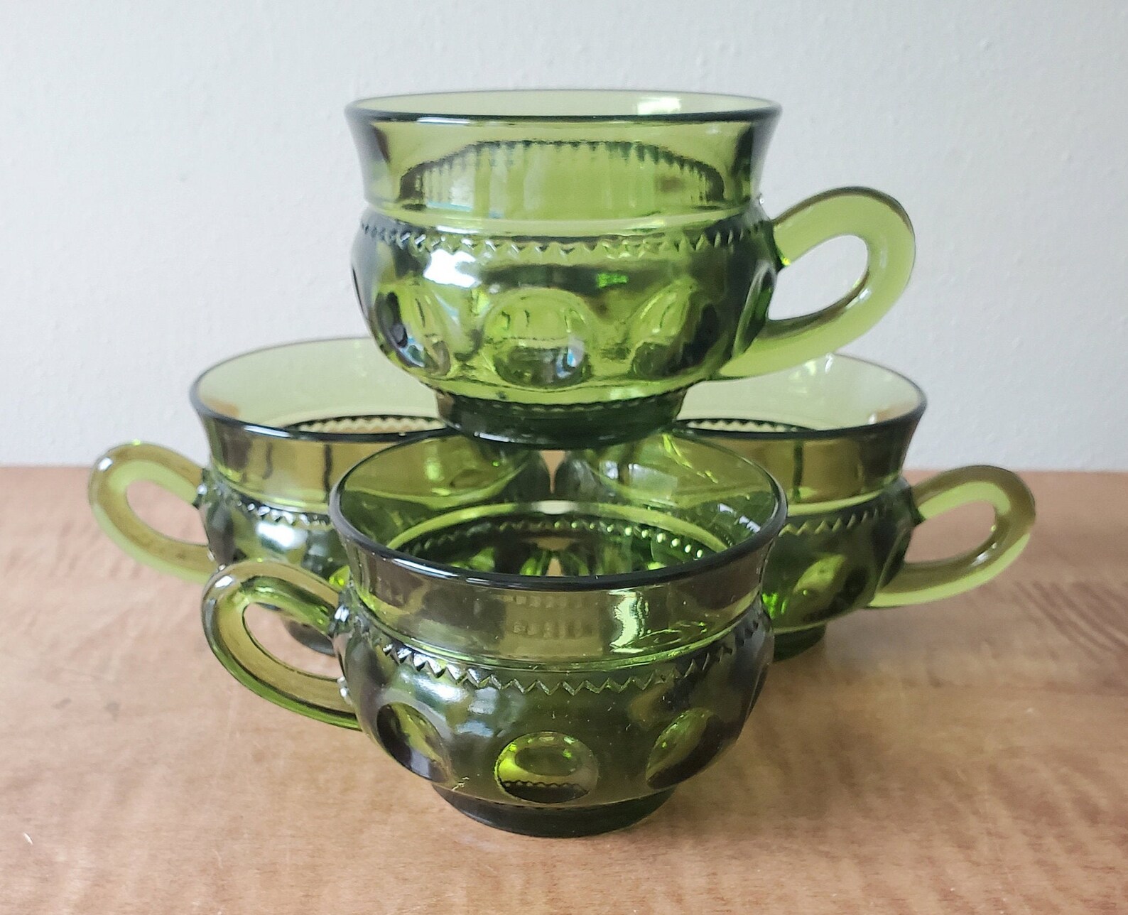 Vintage Green Glass Cups King's Crown Green Cups Colony Etsy