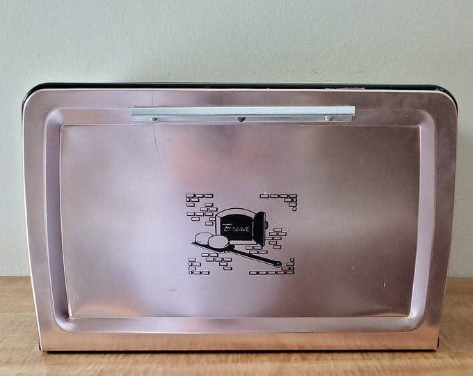 Vintage Bread Box Metal Breadbox Holds 4 Loaves of Bread Aluminum Bread