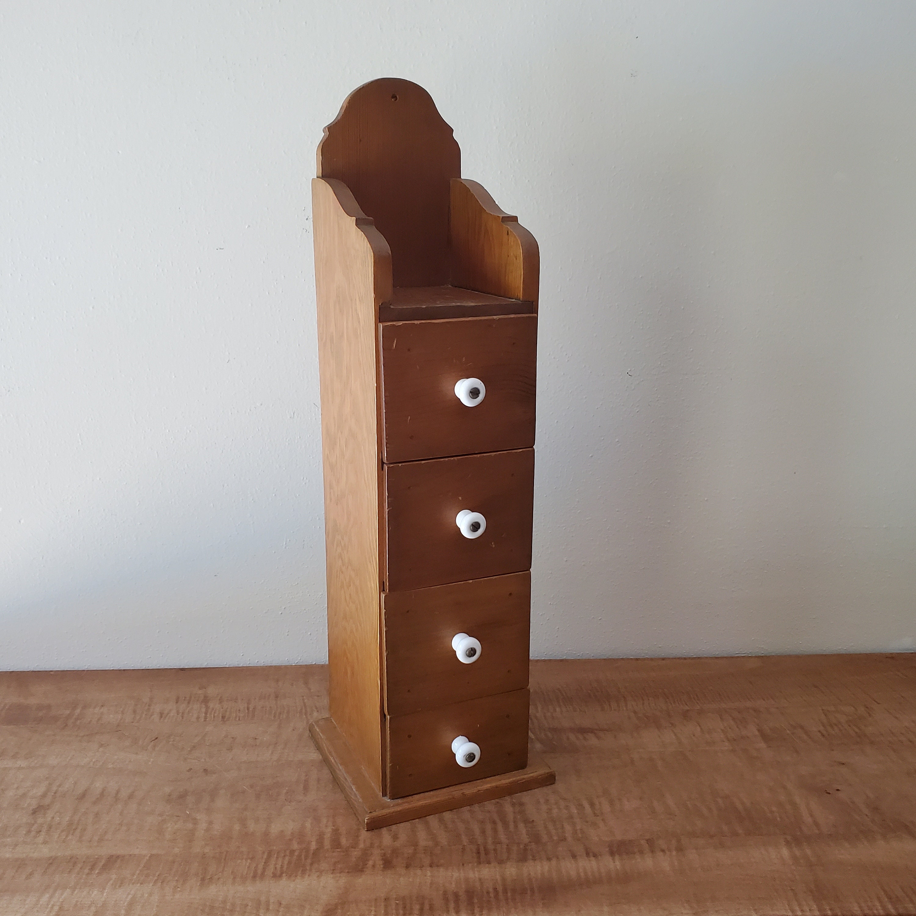 Petit organisateur de tiroirs en bois, petite commode de rangement vintage,  meuble de comptoir étroit -  France