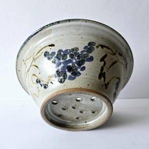 ceramic fruit bowl colander 9 inch vintage studio pottery strainer